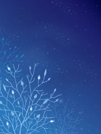 Glowing tree in the night vertical backgroundのイラスト素材