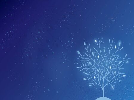 Glowing tree in the night horizontal backgroundのイラスト素材