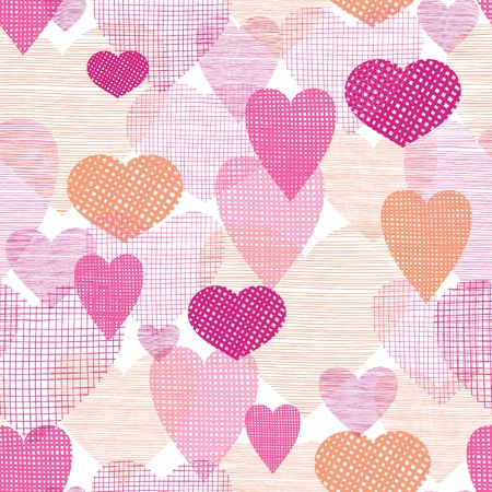 Textured fabric hearts seamless pattern backgroundのイラスト素材