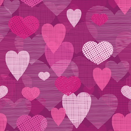 Fabric hearts romantic seamless pattern backgroundのイラスト素材