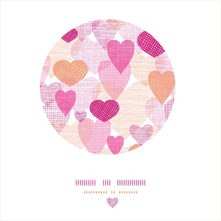 Textured fabric hearts circle vignette template backgroundのイラスト素材
