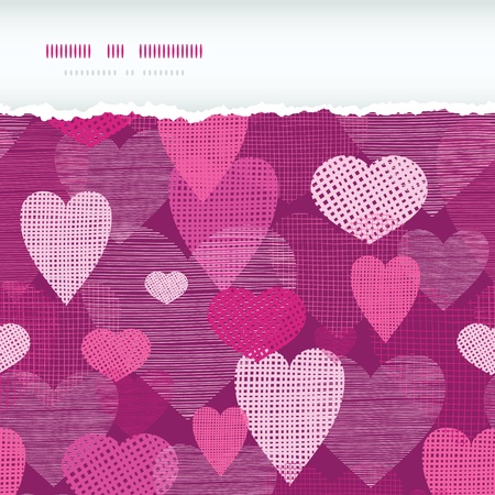 Fabric hearts romantic torn horizontal seamless backgroundのイラスト素材