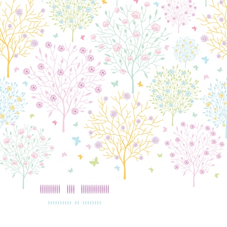Blossoming trees horizontal template seamless backgroundのイラスト素材