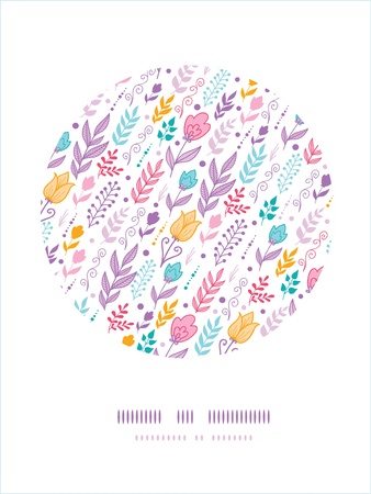 Tulip field flowers circle seamless pattern backgroundのイラスト素材