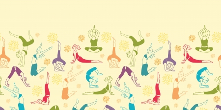 Workout fitness girls horizontal seamless pattern backgroundのイラスト素材