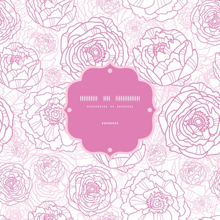 Pink line art flowers frame seamless pattern backgroundのイラスト素材