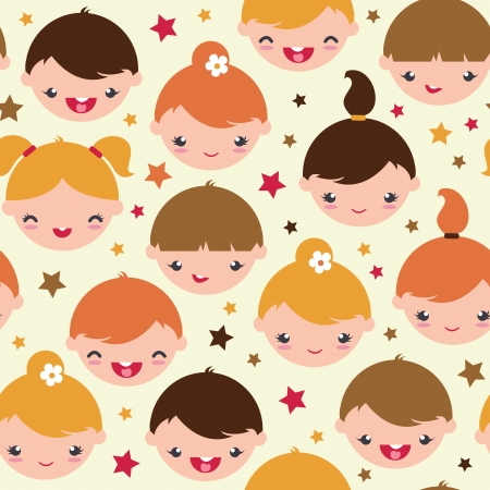 Smiling children seamless pattern backgroundのイラスト素材