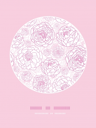 Pink line art flowers circle card pattern backgroundのイラスト素材