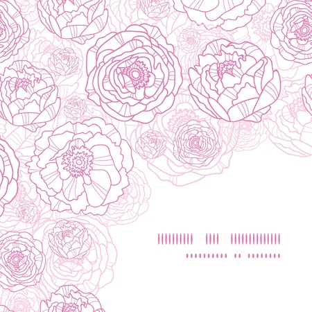 Pink line art flowers corner seamless pattern backgroundのイラスト素材