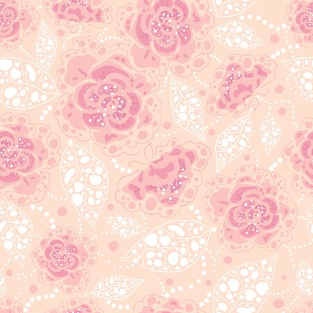Subtle art flowers seamless pattern background rasterの写真素材
