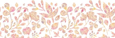 Textured pastel Leaves Horizontal Seamless Background Rasterの写真素材