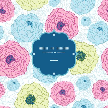 Lovely flowers frame seamless pattern backgroundのイラスト素材