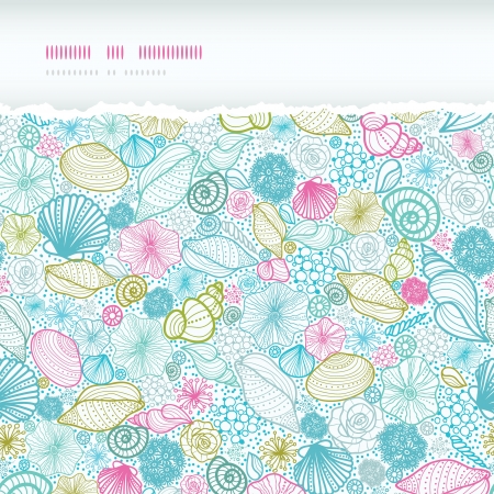 Seashells line art horizontal torn seamless pattern backgroundのイラスト素材