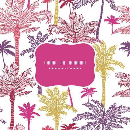 Palm trees seamless frame pattern backgroundのイラスト素材