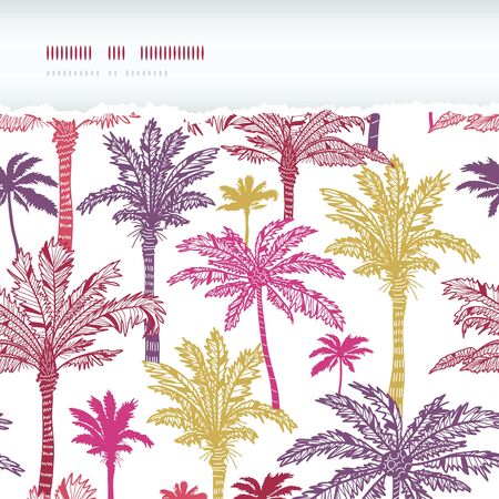 Palm trees seamless horizontal torn pattern backgroundのイラスト素材