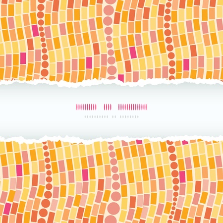 Fire mosaic tiles seamless horizontal torn frame pattern backgroundのイラスト素材