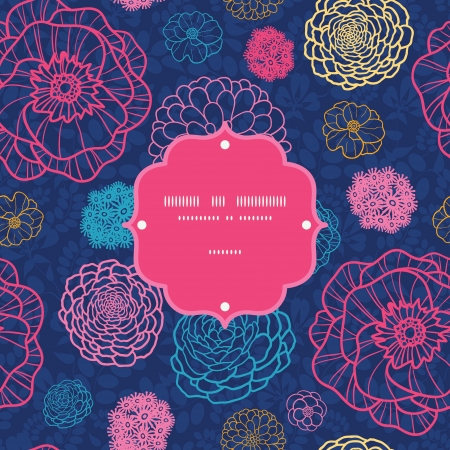 Glowing night flowers seamless frame pattern backgroundのイラスト素材
