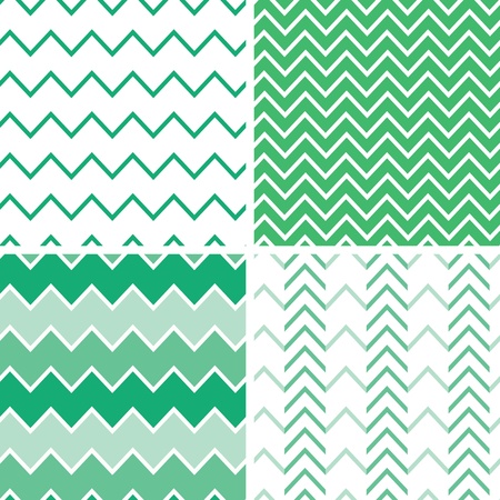 Set of four emerald green chevron patterns and backgroundsのイラスト素材