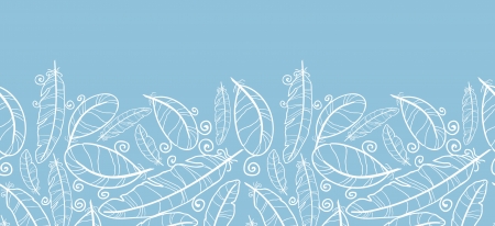 White on blue feathers horizontal seamless pattern backgroundのイラスト素材