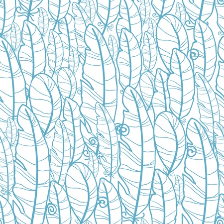 Blue drawn feathers seamless pattern backgroundのイラスト素材