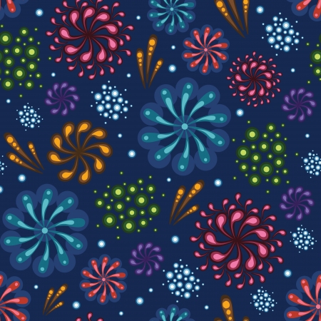 Holiday fireworks seamless pattern backgroundのイラスト素材