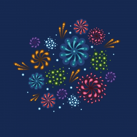 Holiday fireworks illustrationのイラスト素材
