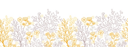 Magical floral horizontal seamless pattern backgroundのイラスト素材