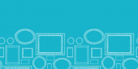 Blue blank picture frames horizontal seamless pattern backgroundのイラスト素材