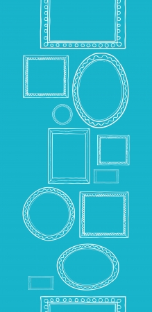 Blue blank picture frames vertical seamless pattern backgroundのイラスト素材