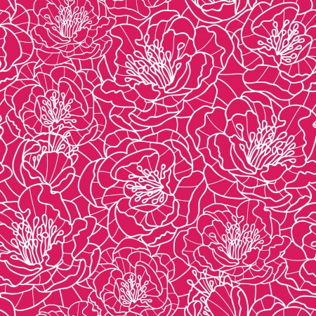 Vibrant red lace flowers seamless pattern backgroundのイラスト素材