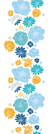 Blue and yellow flowersilhouettes vertical seamless pattern backgroundのイラスト素材