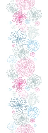 Gray and pink lineart florals vertical seamless pattern backgroundのイラスト素材