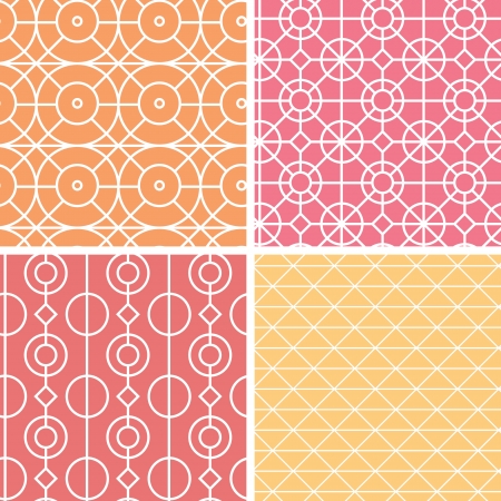 Abstract lineart geometric seamless patterns setのイラスト素材