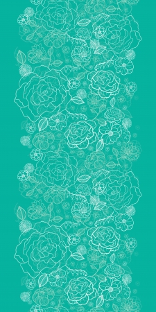 Emerald green floral lineart vertical seamless pattern backgroundのイラスト素材