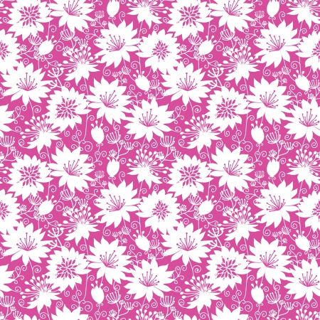 Pink and white floral silhouettes seamless pattern backgroundのイラスト素材