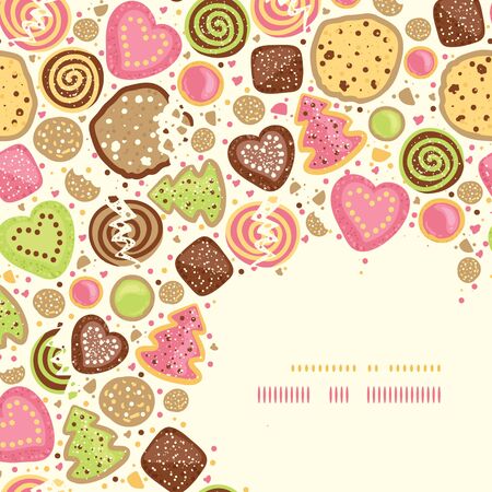Colorful cookies corner pattern backgroundの写真素材