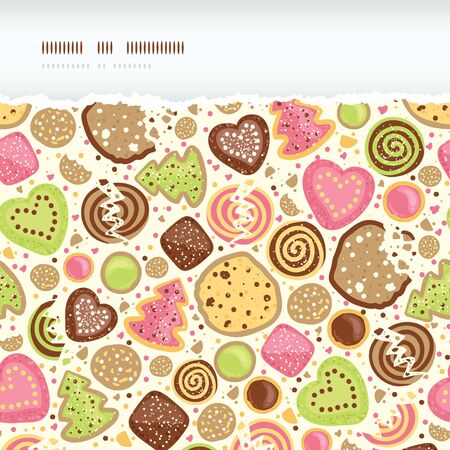 Colorful cookies horizontal torn seamless pattern backgroundの写真素材