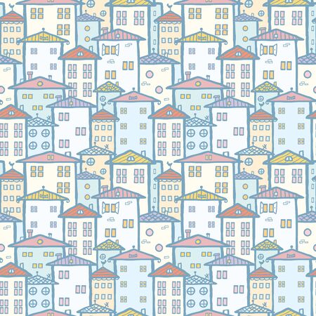 City houses seamless pattern backgroundの写真素材
