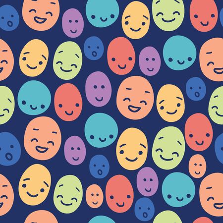 Funny faces seamless pattern backgroundの写真素材