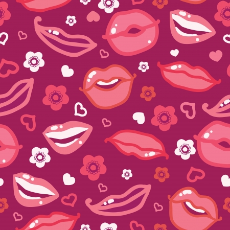 Smiles and kisses lips seamless pattern backgroundの写真素材