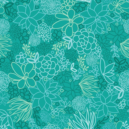 Green succulents seamless pattern backgroundの写真素材