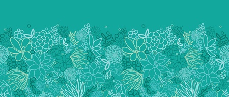 Green succulents horizontal seamless pattern backgroundの写真素材