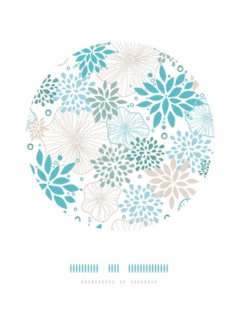 Blue and gray plants circle decor pattern backgroundの写真素材