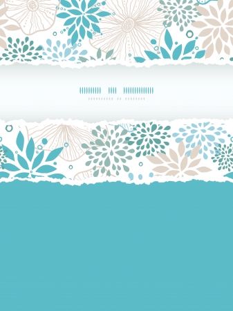 Blue and gray plants vertical torn frame seamless pattern backgroundの写真素材