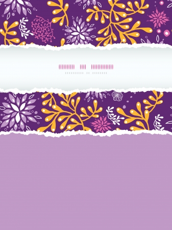 Purple and gold underwater plants vertical torn frame seamless pattern backgroundの写真素材