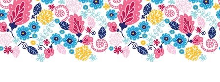 Fairytale flowers horizontal seamless pattern backgroundの写真素材