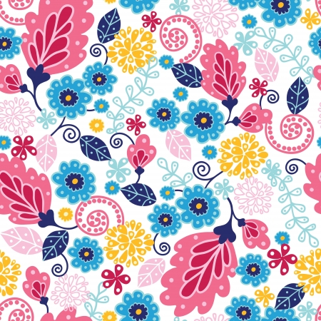 Fairytale flowers seamless pattern backgroundの写真素材