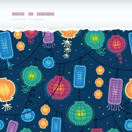 Glowing lanterns horizontal torn seamless pattern backgroundの写真素材