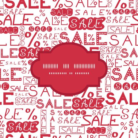 vector sale text seamless pattern frame background with hand drawn elementsの写真素材