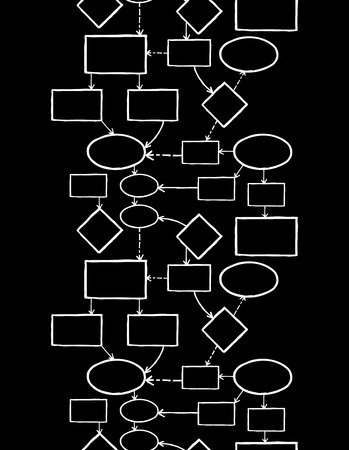 Vector blackboard chalk mind map vertical seamless pattern background border with hand drawn elementsの写真素材